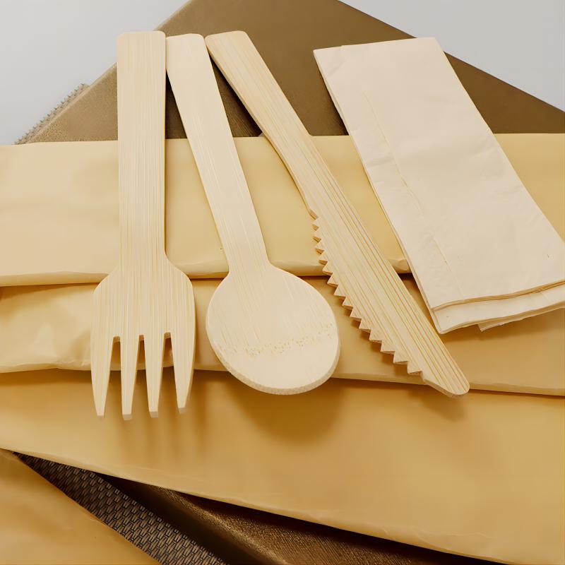 Custom Logo Disposable Tableware Set, Bamboo