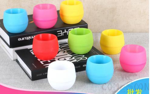 Colorful Flower Pot, Recycled Plastic, 5.5cm in Diameter, 6cm in Height;