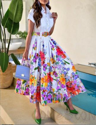 Dress with Belt Polyester, XL