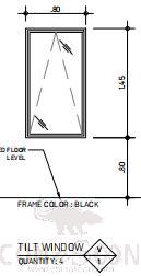 Aluminum Opening Window, Black, 800*1450mm