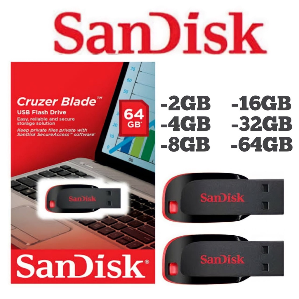 Flashdisk SanDisk CZ50 2.4.8.16.32.64 GB USB 2.0 Flash Drive Pendrive