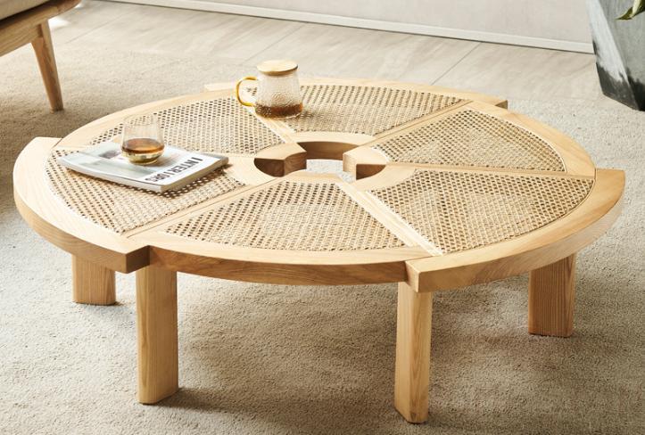Real Rattan Solid Wood Coffee Table-Φ120*33cm