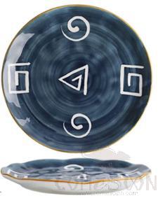 Japanese 6.9" Outer Convex Shaped Shallow Plate-Screw Circle Pattern product image