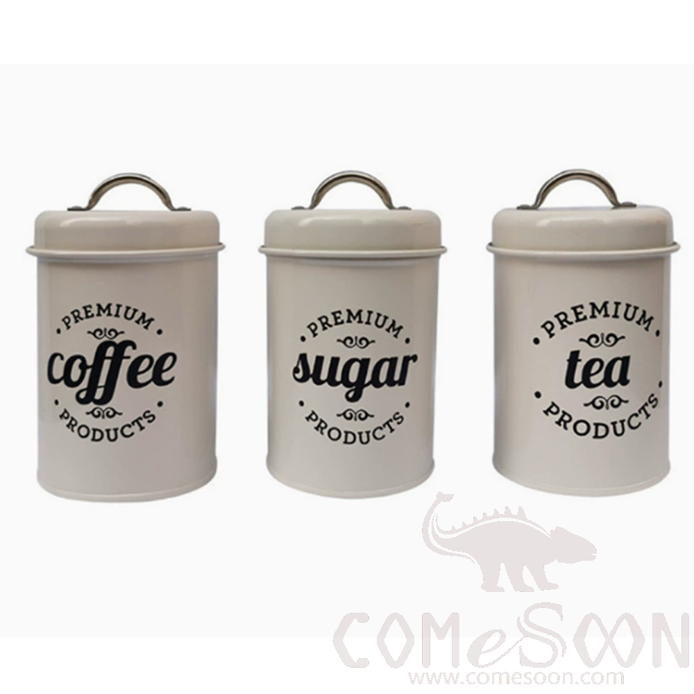 Tea/Coffee/Sugar Can W/Lid Set