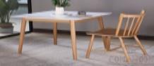 Table, Medium Density Paint+ White Oak Frame, 750*750 * 750 mm
