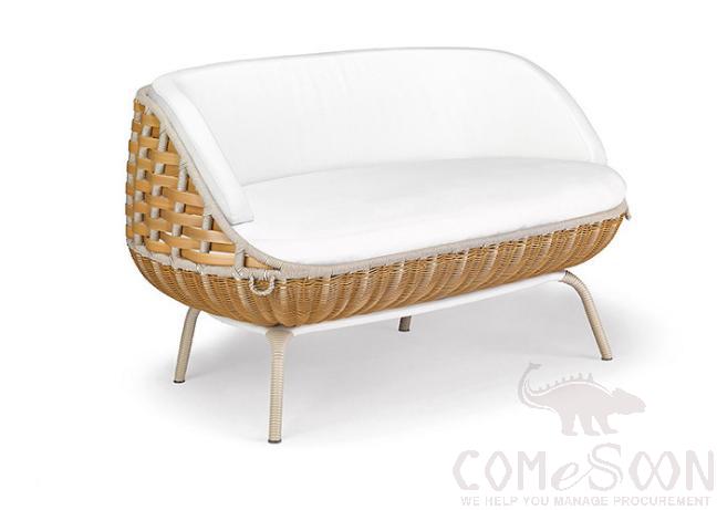 Outdoor Rattan Sofa, PE Rattan+ Metal Frame+ Waterproof Cloth+ High Density Sponge