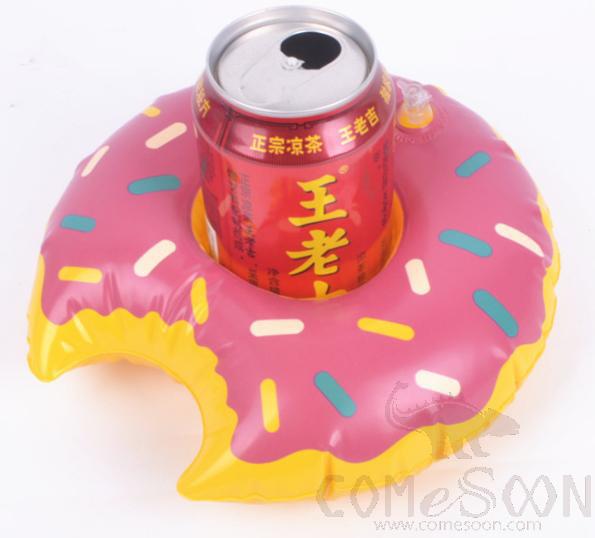 Inflatable Floating Beverage Cup Holder, Purple Doughnut