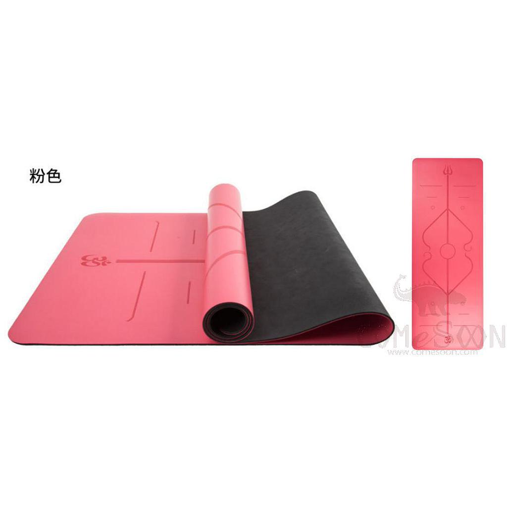 Yoga Mat-Natural Latex Pu-Asana Guide Cord-Pink-Double Layer