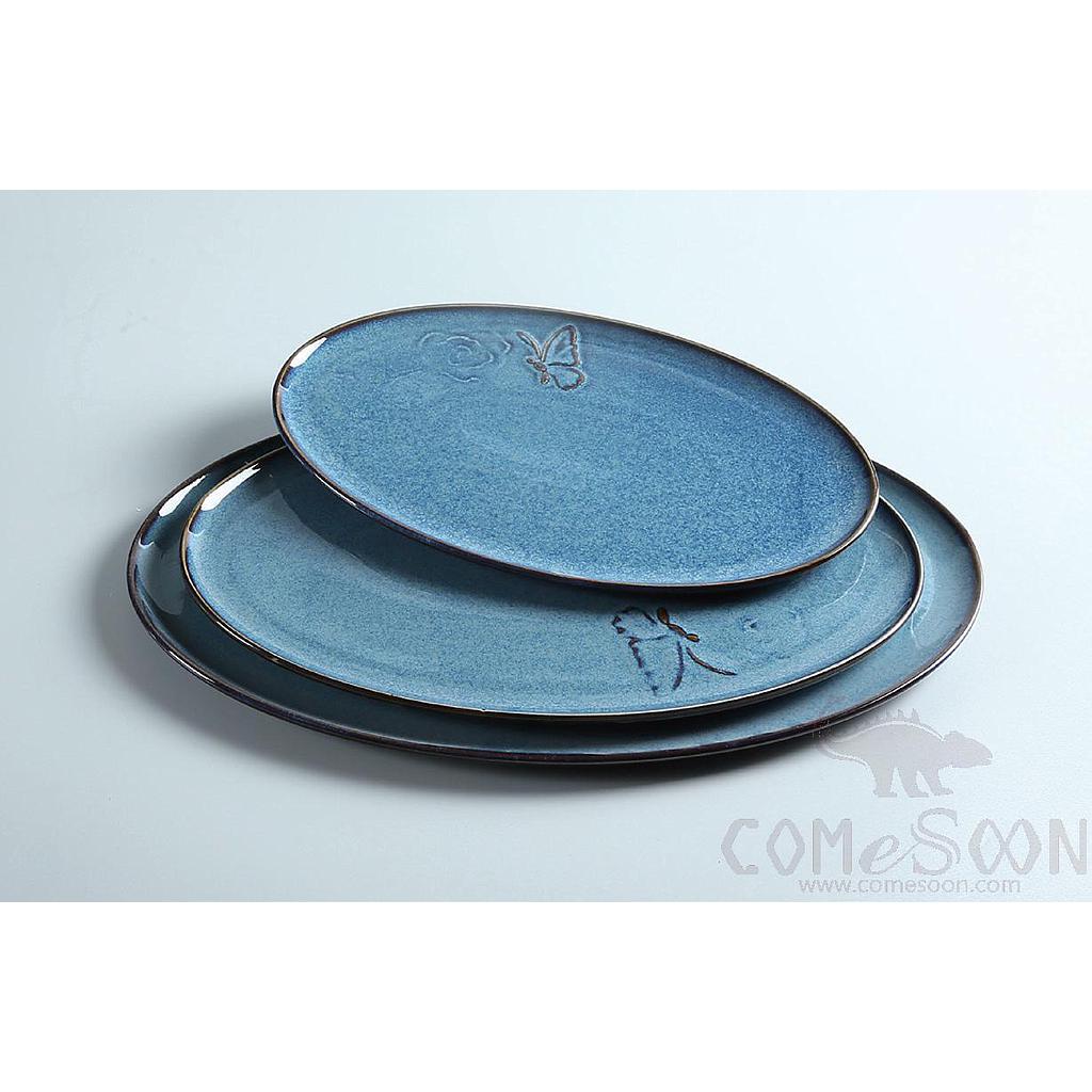 Fireworks Blue Series 18" Oval Plate