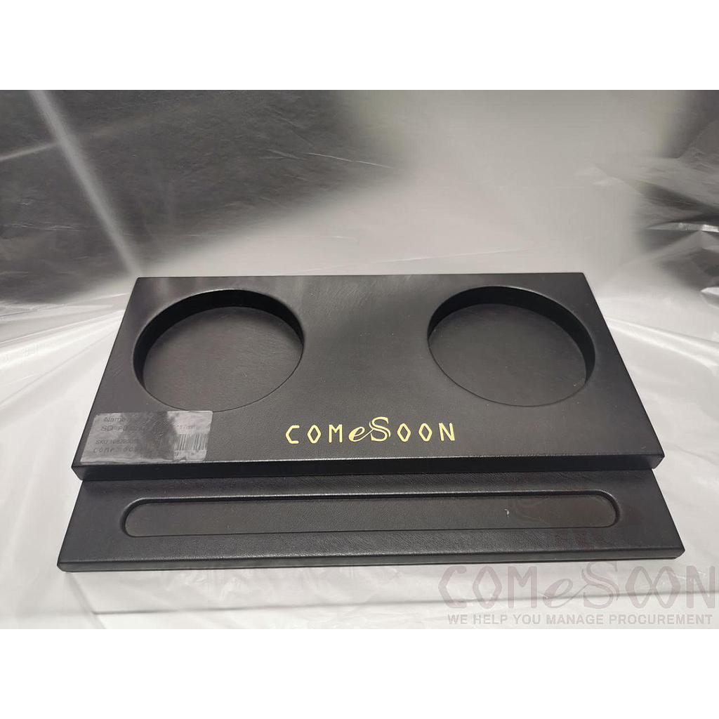 Cup Tray, Black Pu Leather, 150*240*17mm