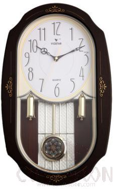 Deep Wood Grain - Hanging Wall Pendulum Clock, ABS, L48*W29*H7.5cm