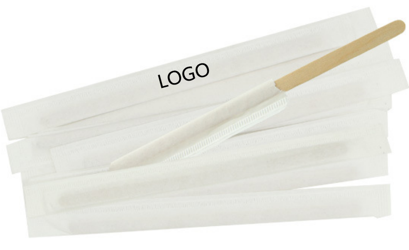 Disposable Wooden Coffee Stirrer  Pacl 178*6*2 with Cuscomized Logo, 178*6*2mm