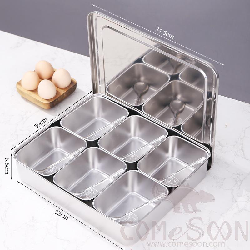 6 Compartment Seasoning Container, Ss, 34.5*30*6.5cm