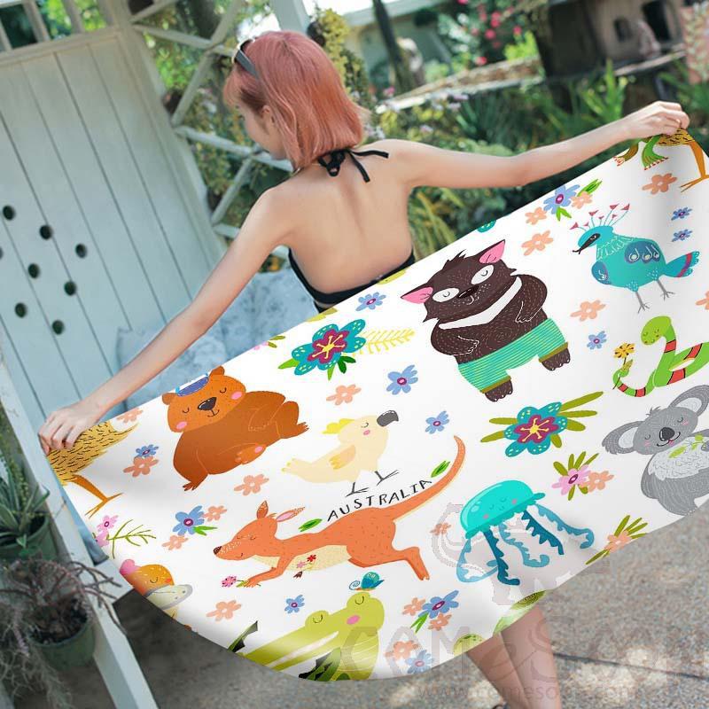 Cartoon Beach Towel, Microfiber, 150*70cm