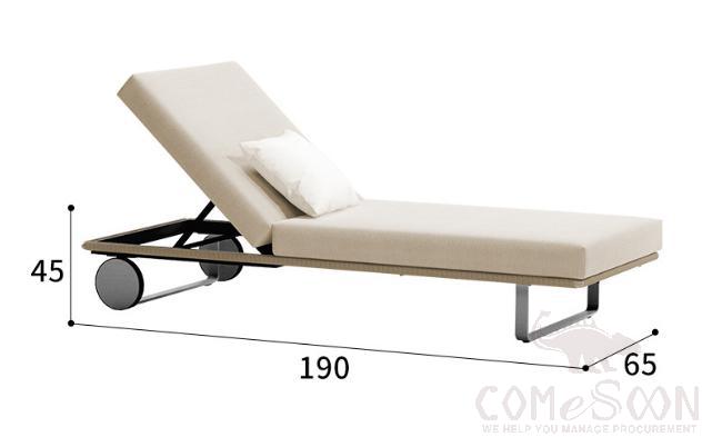Outdoor Recliner-190cm, High Resilience Sponge, 190*65*45cm