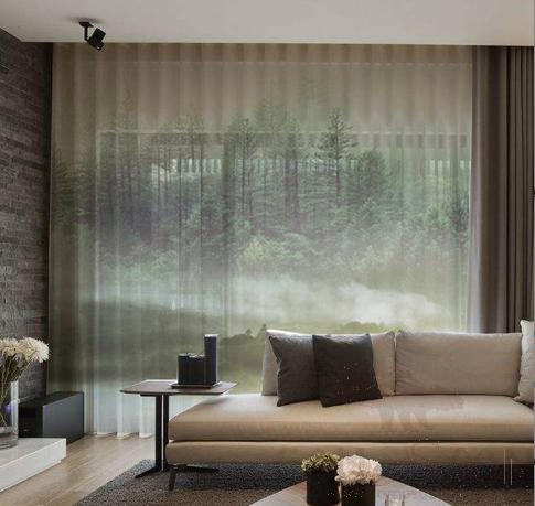 Digital Printing New Chinese Chiffon Window Screen, Polyester