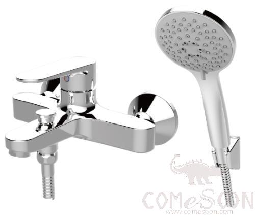 Wall-Mounted Bath Mixer with Stand and 5-Function Hand Shower, Hardware, Chrome Plated, Class a (American Standard)