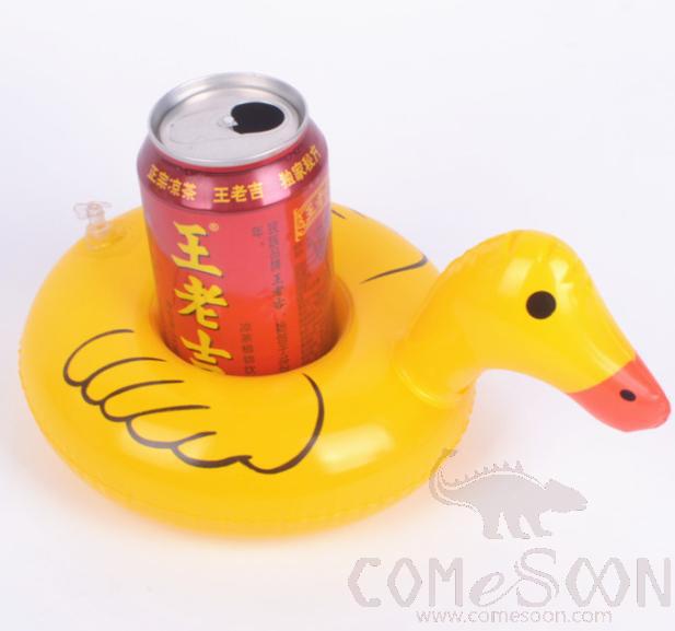 Inflatable Floating Beverage Cup Holder, Yellow Duck