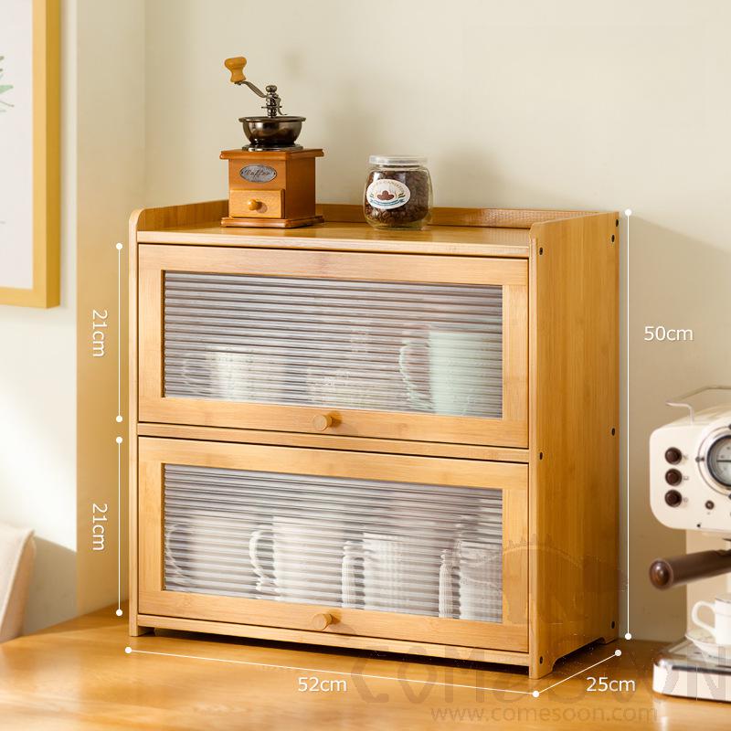 Coffee Mugs/mugs/teacups/wine Glasses/mugs Shelf Storage Cabinet, Bamboo+ Acrylic, 52*25*50cm