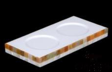 Yellow Butterfly Edge White Shell Cup Holder Double Head, Resin+ Shell, 200*100* 20 mm