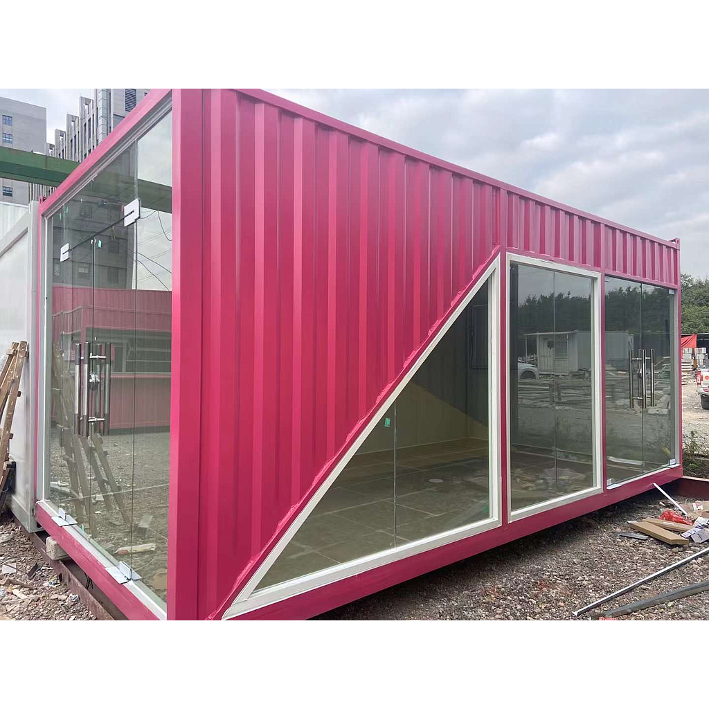 Large Corrugated Fixed Container House W/customized Glass Windows&glass Door, W3*L6*H2.7m