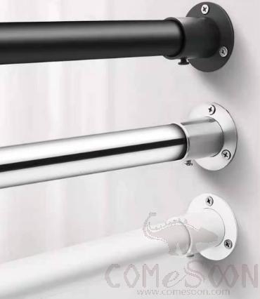 White Stainless Steel Perforated Straight Rod Telescopic Shower Curtain Rod Bathroom Curtain Rod Laundry Rod Window Curtain Rod-950-1300mm product image