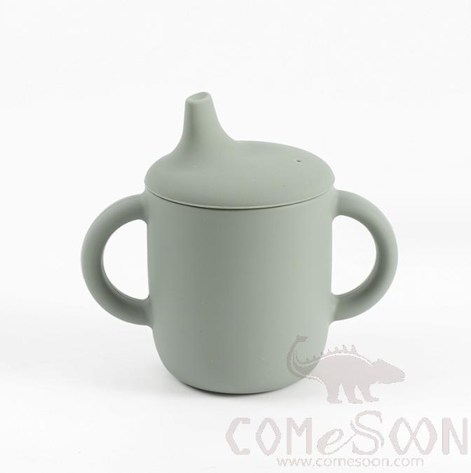 Children's Water Cup W/lid, Silicone, 150ML, Army Green