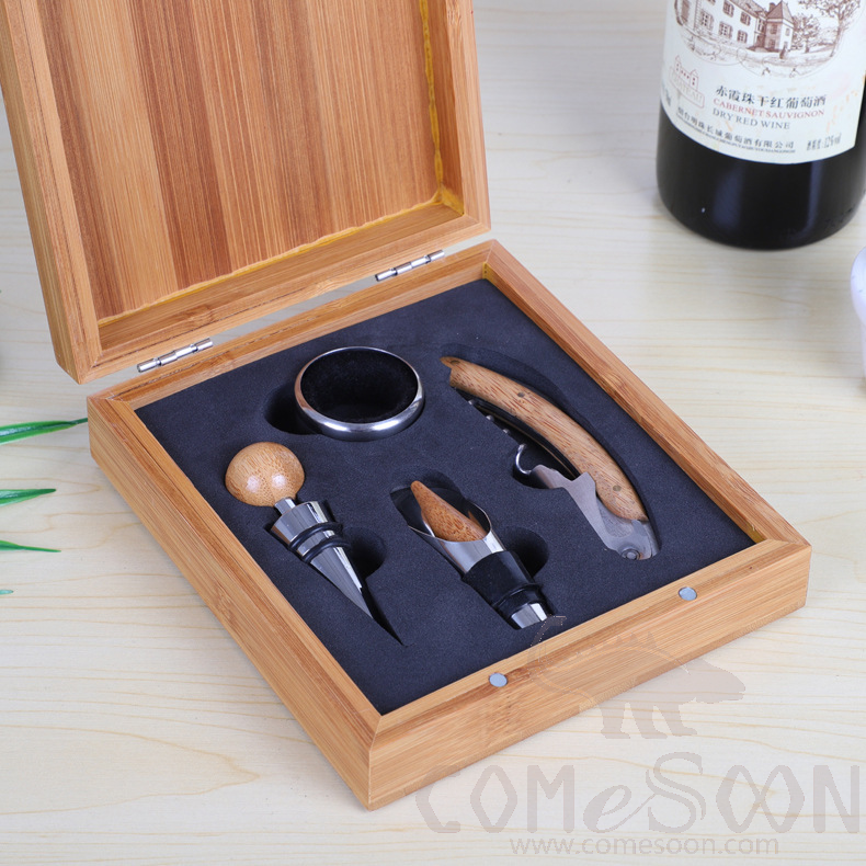 Four Piece Set of Wine Openers W/Wooden Box
