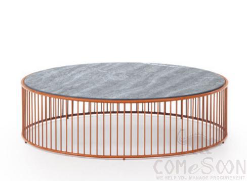 Outdoor Coffee Tableφ100cm, Aluminum Alloy+ Rock Board, Φ100*32cm