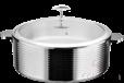 Chinese Straight 3-Ply Steel Diamond Warm Vegetable Pot (Glass Lid)+ Ceramic Inner Liner, 201/430 Ss+ Aluminum+ 304 Ss, Φ320×h120mm