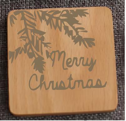 Merry Christmas Square Coaster with Logo, L10*W10cm*H1.2cm