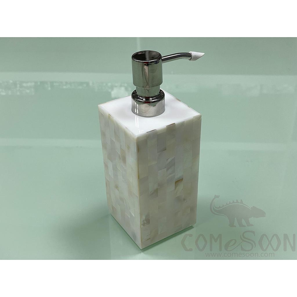 Z1-Square Small White Shell Latex Bottle, Resin+ Natural Shell, 72*72*138/192 mm