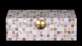 W5-Full Paste White Shell Gold Buckle Jewelry Box Large, Resin+ Shell, 231*162* 78 mm product image