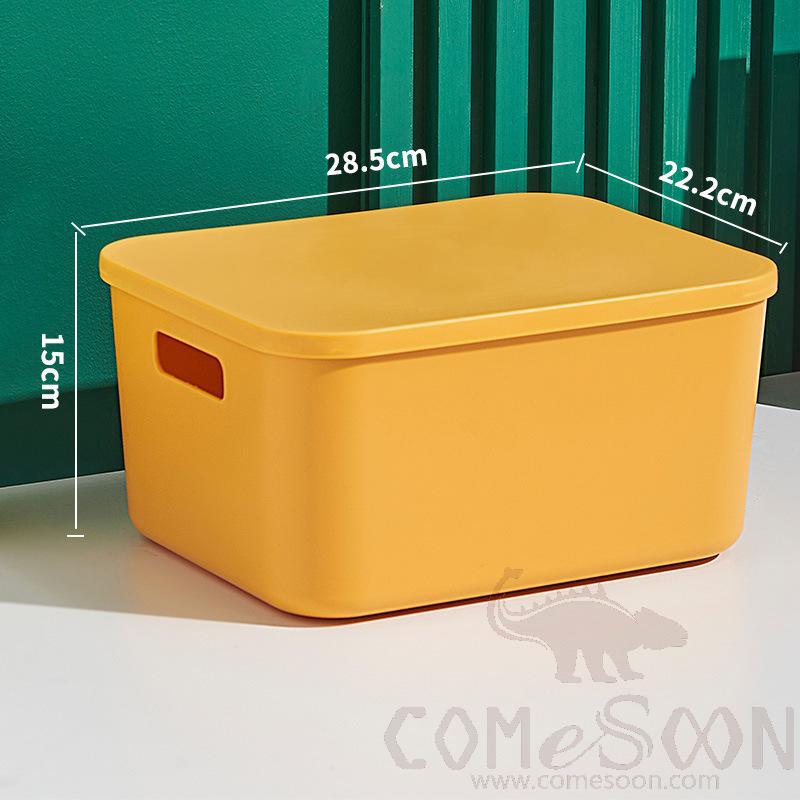 Yellow Storage Box with Cover-22.2*28.5*15 cm, PP