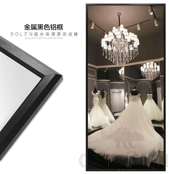 Aluminum Frame Wall-Mounted Mirror-Black-800mm*1800mm