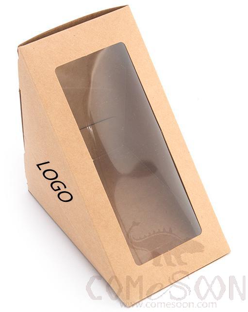 Kraft Sandwich Box W/ Window W/logo, 7*12*12cm