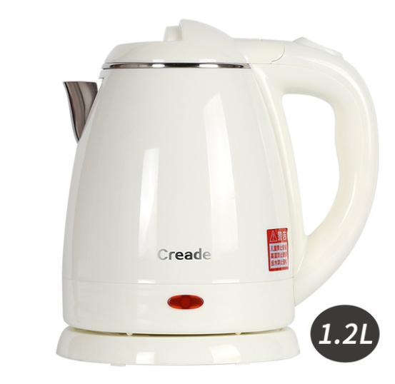 1.2L Electric Kettles with Double Layer, Tainless Steel+ ABS Engineering Plastics