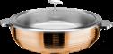 European Slant Body 3-Ply Steel Diamond Rose Gold Warming Vegetable Pot (Glass Lid)+ Stainless Steel Liner, 201/430 Ss+ Aluminum+ 304 Ss, Φ320×h90mm