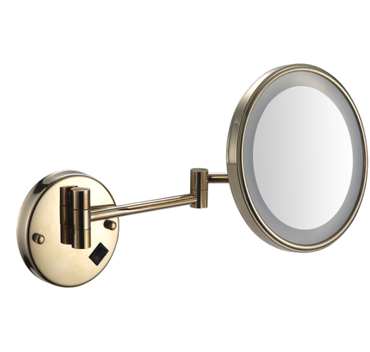 Led Foldable Cosmetic Mirror-Concealed Installation /  Single-Sided Mirror - Zirconium Gold - 8 inch (20cm) Single - Copper+ SUS304