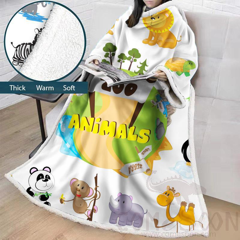 Cartoon Blanket with Sleeves, Crystal Velvet, 127*178 cm