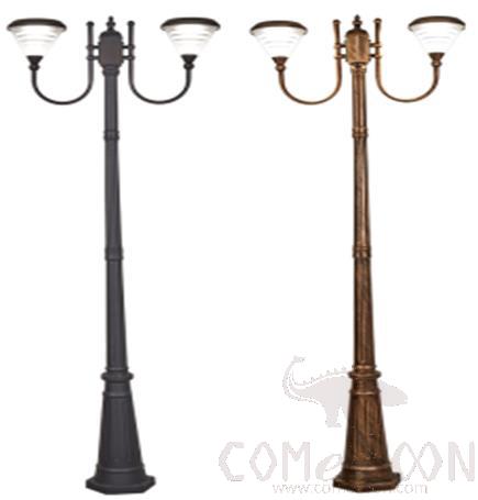 3w*2 Three-Color Horizontal Sand Stripe H2900 Solar Energy Medium Round Double-Head Garden Lights, L24.5*W75*H290 cm
