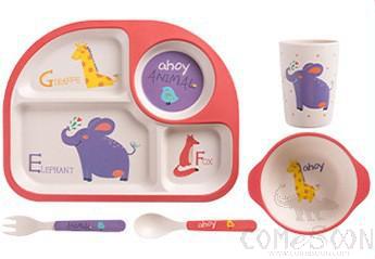 Bamboo Fiber Compartmentalized Children's Tableware, Animal World