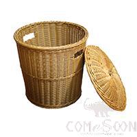 Imitation Rattan Laundry Bucket with Lid, 3.0 Round Rattan, D38*36/40cm