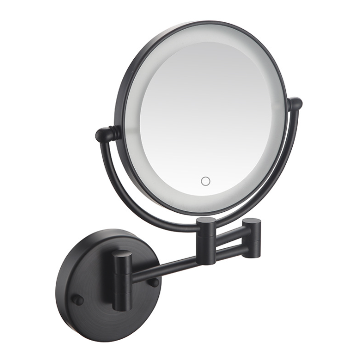 Led Makeup Mirror-Concealed Installation / Double-Sided Mirror - Matte Black - 8 inch (20cm) Single - Copper+ SUS304