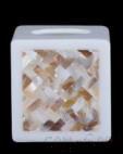 W1-White Bright Woven Pattern Shell Double-Sided Carton, Resin+ Shell, 130*130 * 138 mm product image