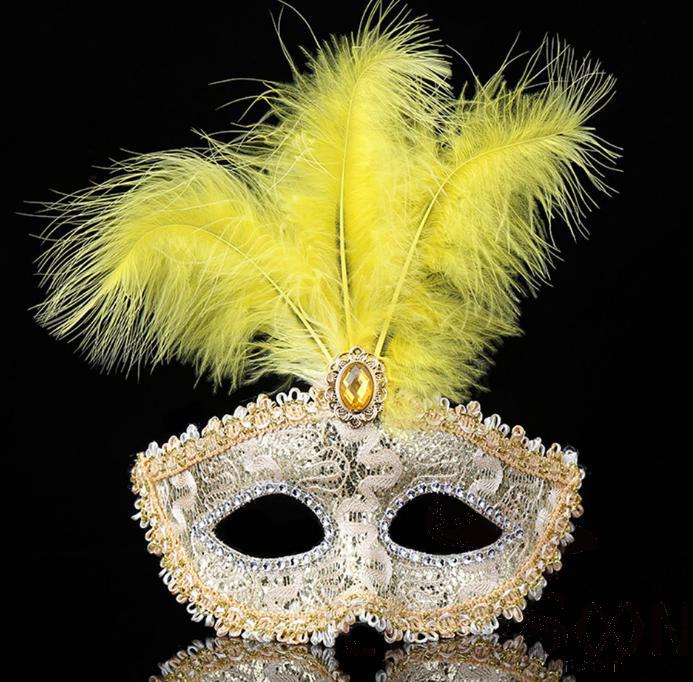 Party Feather Eye Mask Yellow product image