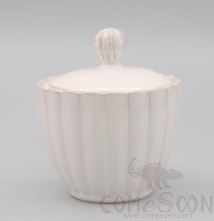 Chrysanthemum Sugar Pot, White, 4.5", 225ML