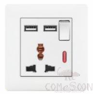 2 Usb and 13a 5pole Multi-Function Socket with Switch+ Indicator Light