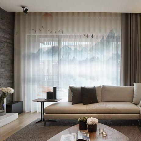 Digital Printing New Chinese Chiffon Window Screen, Polyester
