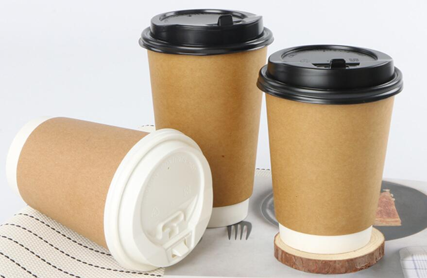 Custom Disposable Cup with Lid, Kraft Paper+ Cup Paper, 8oz